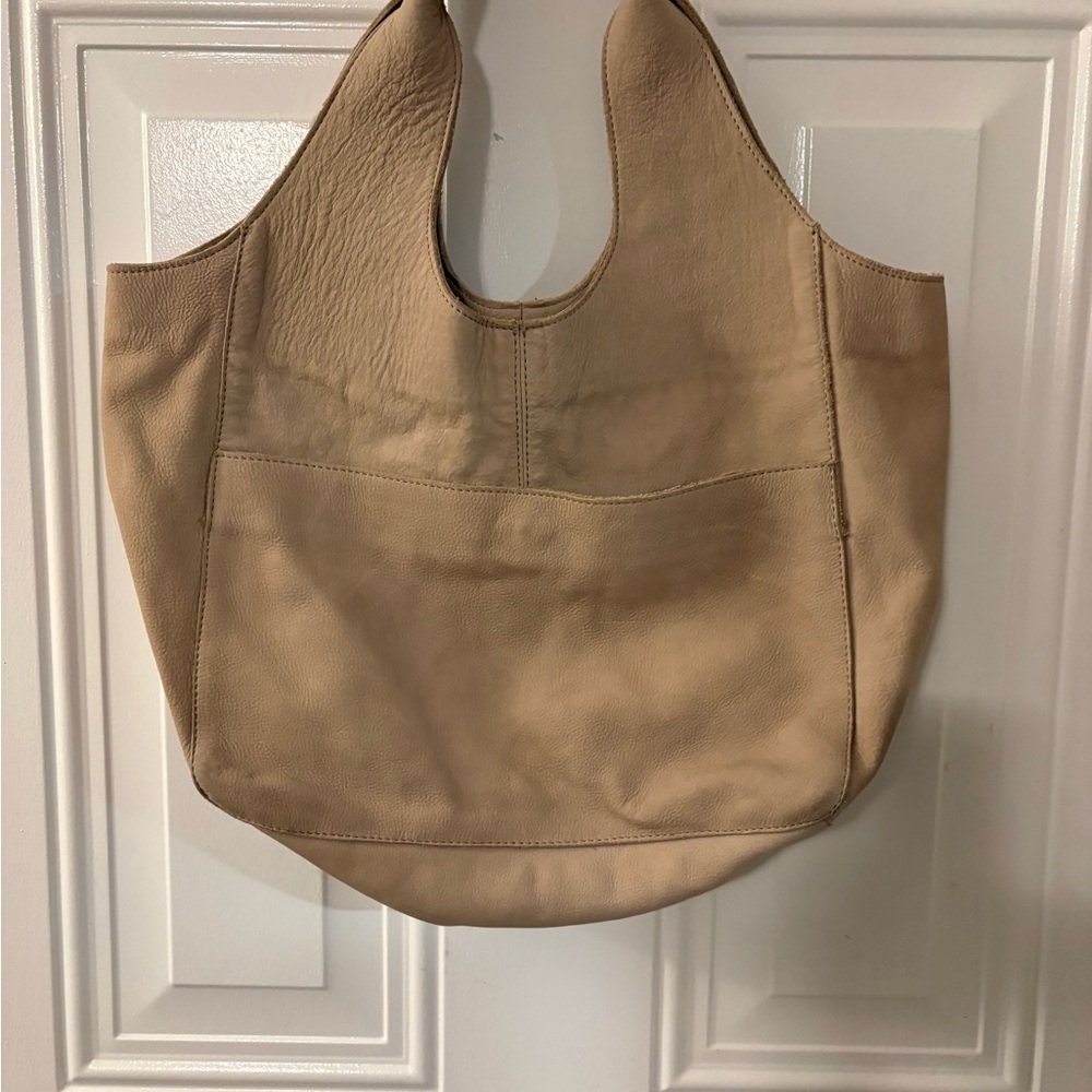 Chic beige suede leather hobo bag - Picture 4 of 4